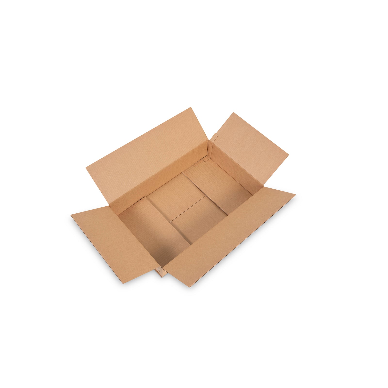 open cardboard box on white background - shipping supplies - shipping box sold online - city business shipping