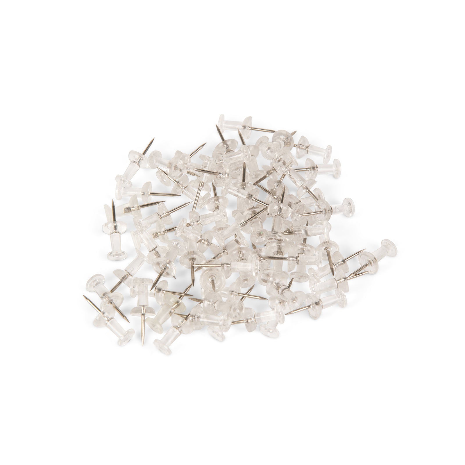 pile of clear push pins - clear thumbtacks - city business shipping