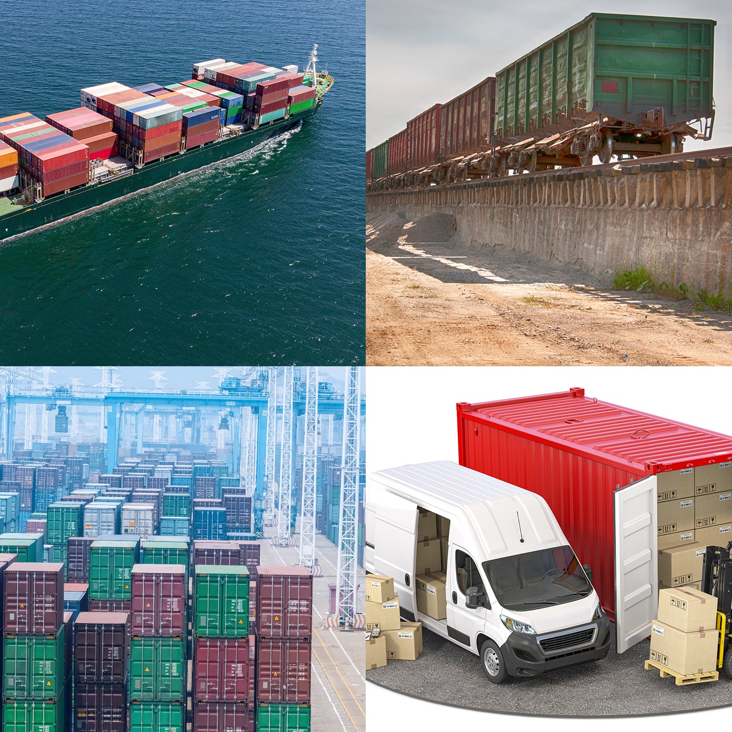 grid of images showing the process of Transportation Management - City Business Shipping